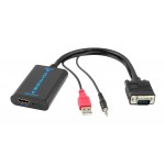 POWERTECH Μετατροπέας από VGA-USB-3.5mm audio jack σε HDMI 1.4V, 0.2m