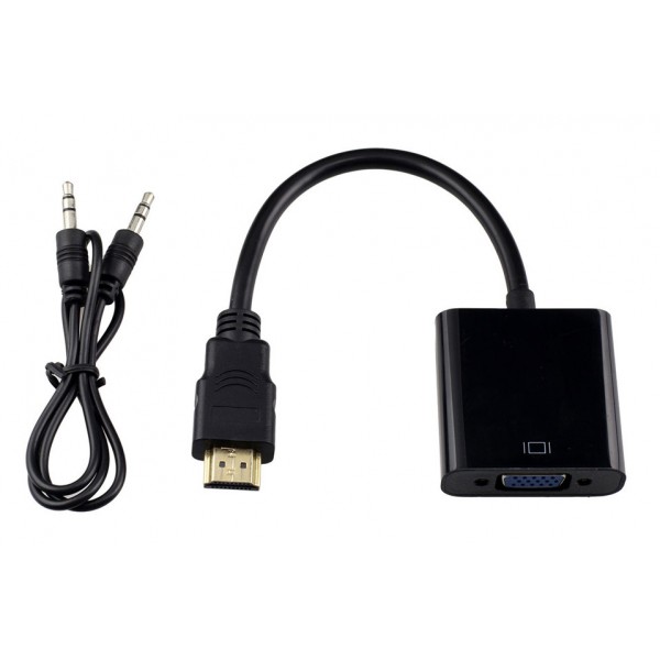 POWERTECH Μετατροπέας HDMI σε VGA, με audio jack, Black, 0.20m