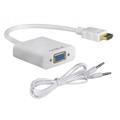 POWERTECH Μετατροπέας HDMI σε VGA, με audio jack, White, 0.20m POWERTECH Μετατροπέας HDMI σε VGA, με audio jack, White, 0.20m