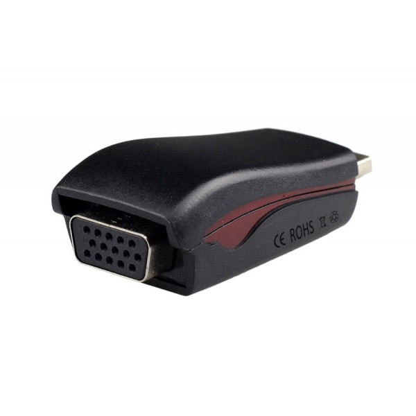 POWERTECH Μετατροπέας HDMI 19pin σε VGA, με audio jack, USB power, Black