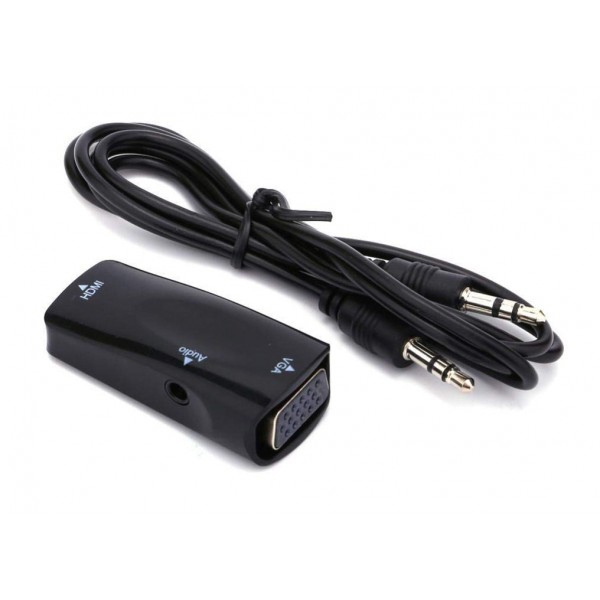 POWERTECH Μετατροπέας HDMI (F) σε VGA, με audio jack, AG6200-MCQ, Black