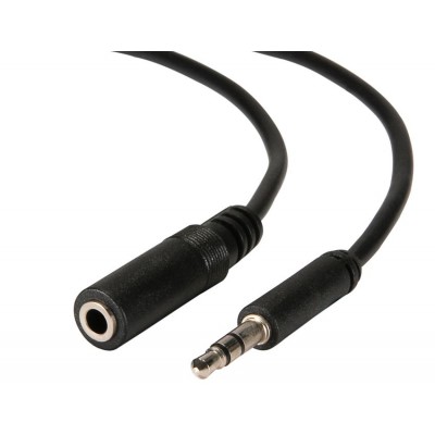 POWERTECH καλώδιο Jack stereo 3.5mm male σε female, Nickel, μαύρο, 3m POWERTECH καλώδιο Jack stereo 3.5mm male σε female, Nickel, μαύρο, 3m