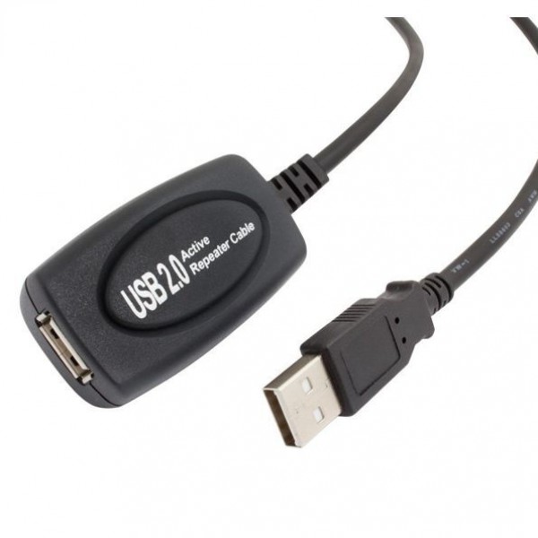 POWERTECH καλώδιο USB 2.0 σε USB female με ενισχυτή, 25m, Black