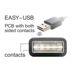 POWERTECH Καλώδιο USB 2.0 σε USB Micro 90°, Dual Easy USB, 3m, μαύρο
