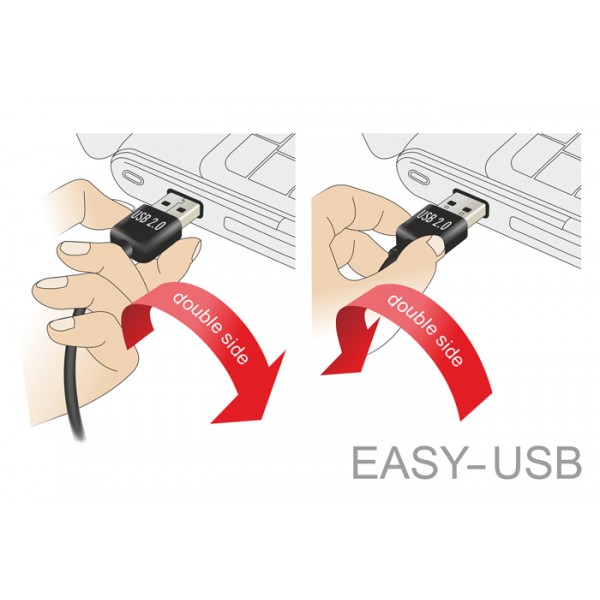 POWERTECH Καλώδιο USB 2.0 σε USB Micro 90°, Dual Easy USB, 3m, μαύρο