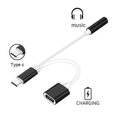 POWERTECH Converter USB Type-C σε 3.5mm & θηλυκό USB Type-C, λευκό POWERTECH Converter USB Type-C σε 3.5mm & θηλυκό USB Type-C, λευκό