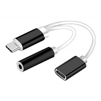 POWERTECH Converter USB Type-C σε 3.5mm & θηλυκό USB Type-C, λευκό POWERTECH Converter USB Type-C σε 3.5mm & θηλυκό USB Type-C, λευκό
