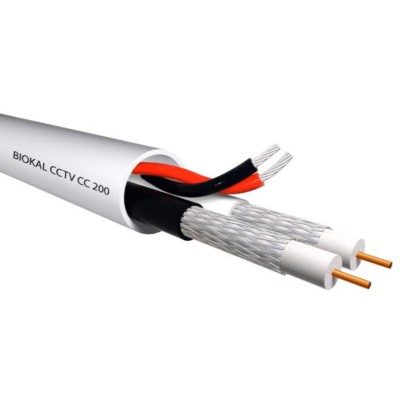 BIOKAL Καλώδιο CCTV CC-200, 2x Mini RG59/2x 0.50mm2, 75 ohm, White, 100m BIOKAL Καλώδιο CCTV CC-200, 2x Mini RG59/2x 0.50mm2, 75 ohm, White, 100m