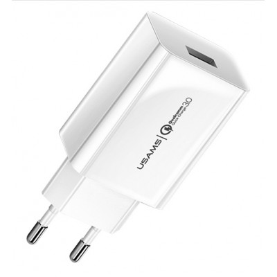 USAMS φορτιστής τοίχου T22, 1x USB, QC3.0 18W 3A, λευκός USAMS φορτιστής τοίχου T22, 1x USB, QC3.0 18W 3A, λευκός