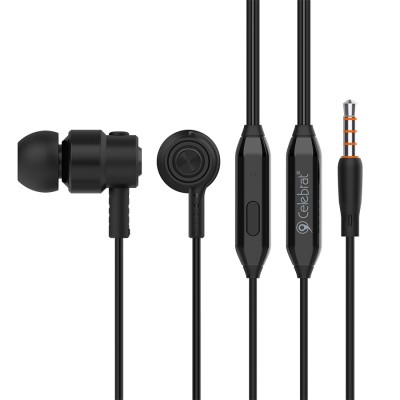 CELEBRAT Earphones CLB-V1-BK με μικρόφωνο, 10mm, 3.5mm, 1.2m, μαύρα CELEBRAT Earphones CLB-V1-BK με μικρόφωνο, 10mm, 3.5mm, 1.2m, μαύρα