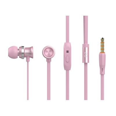 CELEBRAT Earphones με μικρόφωνο D7, on/off, 10mm, 1.2m, ροζ χρυσό