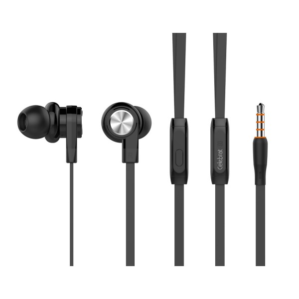 CELEBRAT earphones με μικρόφωνο D9, 10mm, 1.2m, μαύρα