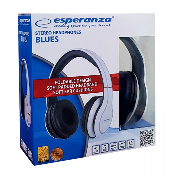 ESPERANZA Headphones Blues EH136W, 3.5mm, 105dB, 5m, λευκά