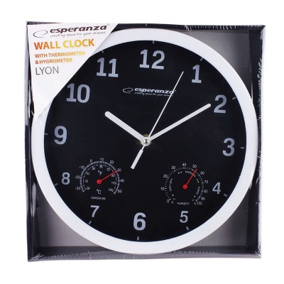 ESPERANZA Ρολόι τοίχου Lyon EHC016K, θερμόμετρο/υγρόμετρο, 25cm, μαύρο ESPERANZA Ρολόι τοίχου Lyon EHC016K, θερμόμετρο/υγρόμετρο, 25cm, μαύρο