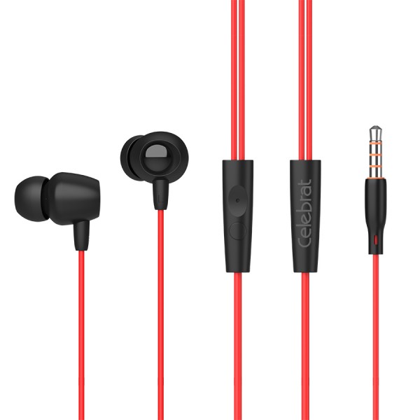 CELEBRAT Earphones Fly 1 με μικρόφωνο, 10mm, 3.5mm, 1.2m, κόκκινα