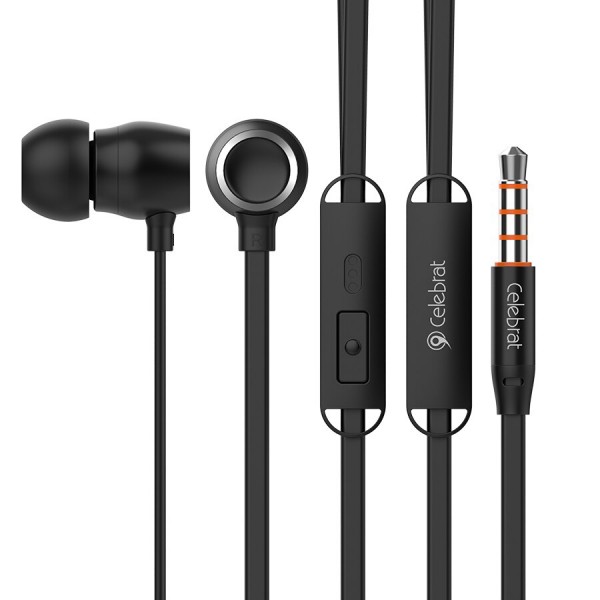 CELEBRAT earphones με μικρόφωνο G10, 10mm, 3.5mm, 1.2m, μαύρα