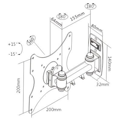 BRATECK επιτοίχια βάση LCD-152A, για οθόνη 23-42", 20kg BRATECK επιτοίχια βάση LCD-152A, για οθόνη 23-42", 20kg