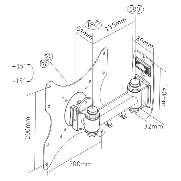 BRATECK επιτοίχια βάση LCD-152A, για οθόνη 23-42", 20kg