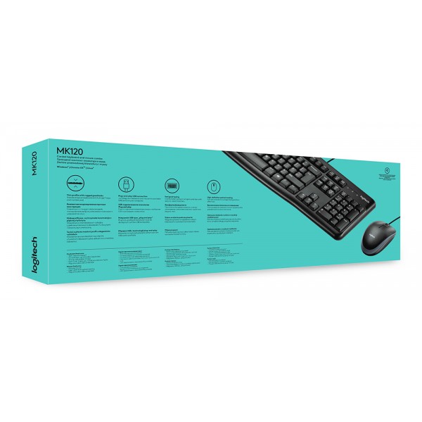 LOGITECH set ποντίκι και πληκτρολόγιο MK120, EN-GR, ενσύρματα, μαύρα