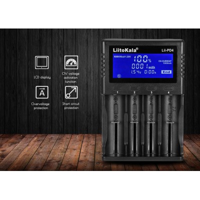 LIITOKALA φορτιστής LII-PD4 για μπαταρίες NiMH/CD, Li-Ion, IMR, 4 slots LIITOKALA φορτιστής LII-PD4 για μπαταρίες NiMH/CD, Li-Ion, IMR, 4 slots