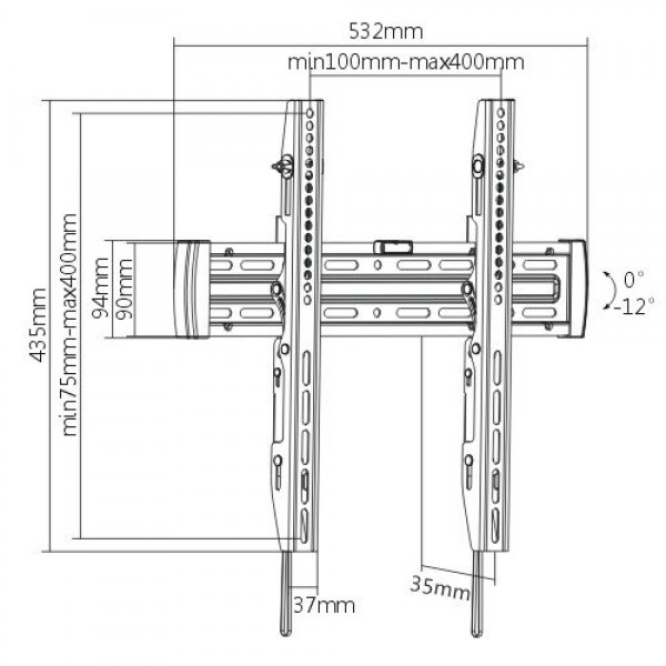 BRATECK Επιτοίχια βαση LP45-44T, για οθόνη 32"-55", έως 50kg