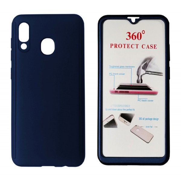 POWERTECH Θήκη Body 360° με Tempered Glass για Samsung A20, μπλε POWERTECH Θήκη Body 360° με Tempered Glass για Samsung A20, μπλε