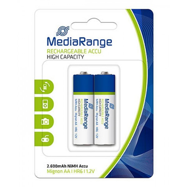 MEDIARANGE επαναφορτιζόμενη μπαταρία Mignon AA( HR6), 2600mAh, 2 τμχ