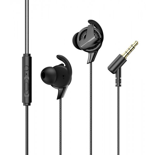 USAMS earphones με μικρόφωνο EP-36, 10mm, 3.5mm, 1.2m, μαύρα