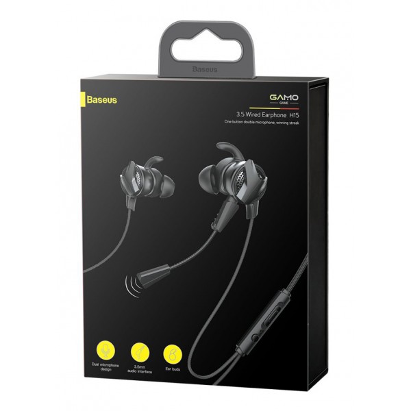 USAMS earphones με μικρόφωνο EP-36, 10mm, 3.5mm, 1.2m, μαύρα