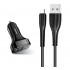 USAMS φορτιστής αυτοκινήτου C13 & καλώδιο Micro USB, 2x USB, 2.1A, μαύρο