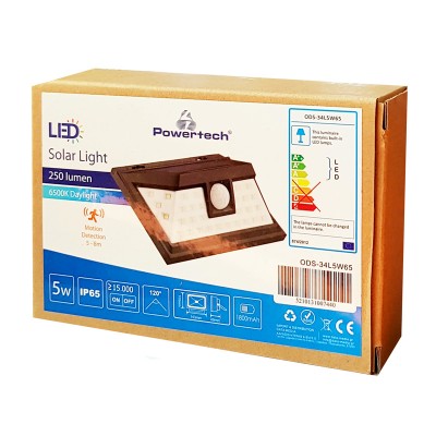 POWERTECH LED Προβολέας ODS-34L5W65 5W, 1800mAh, με αισθητήρα, ηλιακός POWERTECH LED Προβολέας ODS-34L5W65 5W, 1800mAh, με αισθητήρα, ηλιακός