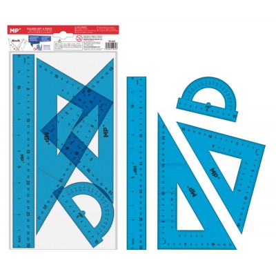 MP σετ χάρακες PA144, διάφανο πλαστικό, μπλε, 4 τμχ