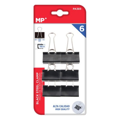 MP μεταλλικό κλιπ συγγράτησης εγγράφων PA383, 32mm, 6τμχ, μαύρα MP μεταλλικό κλιπ συγγράτησης εγγράφων PA383, 32mm, 6τμχ, μαύρα