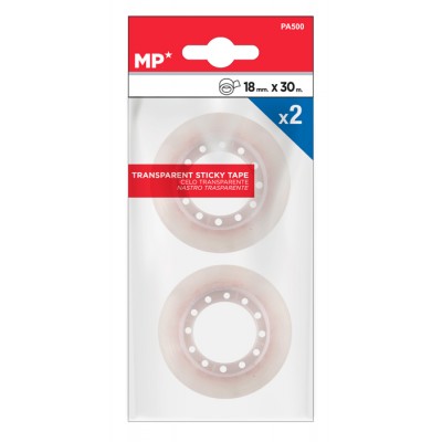 MP κολλητική ταινία PA500, διάφανη, 18mm, 30m, 2τμχ MP κολλητική ταινία PA500, διάφανη, 18mm, 30m, 2τμχ
