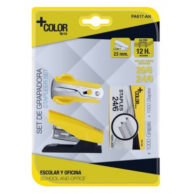 MP mini συρραπτικό/αποσυρραπτικό με ανταλλακτικά PA617, 24/6, κίτρινο MP mini συρραπτικό/αποσυρραπτικό με ανταλλακτικά PA617, 24/6, κίτρινο