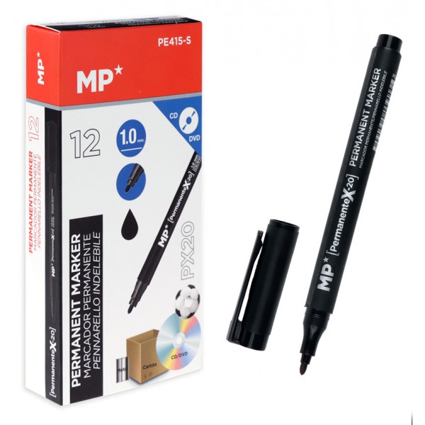 MP ανεξίτηλος μαρκαδόρος PE415-S για CD-DVD, 1mm, μαύρος 12τμχ MP ανεξίτηλος μαρκαδόρος PE415-S για CD-DVD, 1mm, μαύρος 12τμχ
