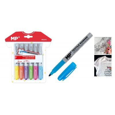 MP σετ μαρκαδόρων για ρούχα PE474, 2mm, 6 χρώματα MP σετ μαρκαδόρων για ρούχα PE474, 2mm, 6 χρώματα