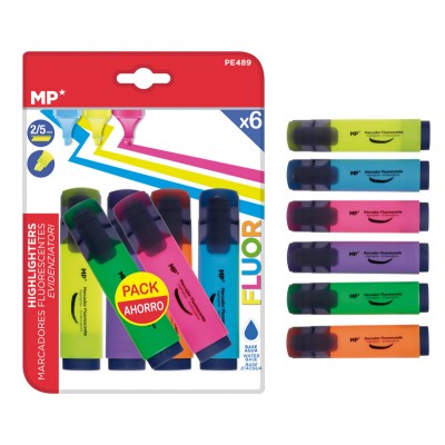 MP μαρκαδόρος υπογράμμισης PE489, πάχος μύτης 2-5mm, 6 χρώματα MP μαρκαδόρος υπογράμμισης PE489, πάχος μύτης 2-5mm, 6 χρώματα