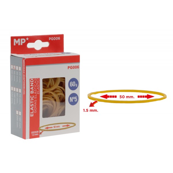 MP λαστιχάκια συσκευασίας PG006 σε κουτί, No5, 1.5x50mm, 60g MP λαστιχάκια συσκευασίας PG006 σε κουτί, No5, 1.5x50mm, 60g