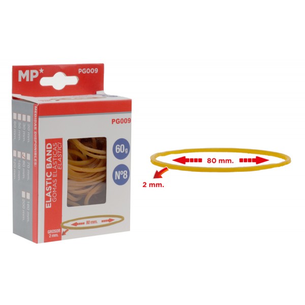 MP λαστιχάκια συσκευασίας PG009 σε κουτί, No8, 2x80mm, 60g MP λαστιχάκια συσκευασίας PG009 σε κουτί, No8, 2x80mm, 60g
