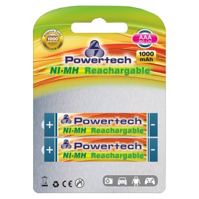 POWERTECH Επαναφορτιζόμενη 1000mAh, AAΑ (R03), 2 τμχ POWERTECH Επαναφορτιζόμενη 1000mAh, AAΑ (R03), 2 τμχ