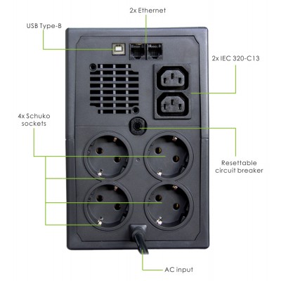 POWERTECH UPS Line Interactive PT-1900LIU, 1900VA, 1140W POWERTECH UPS Line Interactive PT-1900LIU, 1900VA, 1140W