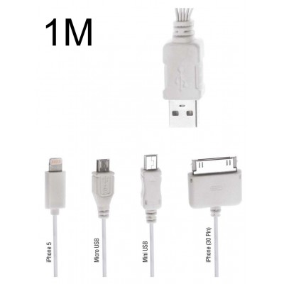 POWERTECH καλώδιο USB 2.0  4 in 1, 1m, λευκό POWERTECH καλώδιο USB 2.0  4 in 1, 1m, λευκό