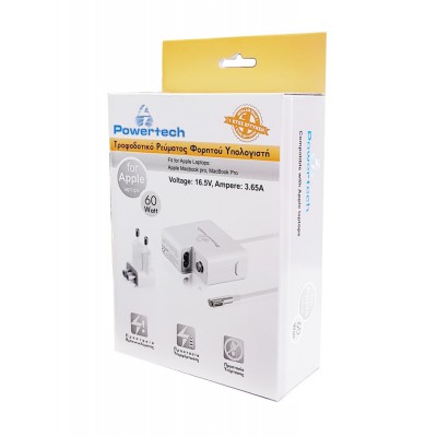 POWERTECH τροφοδοτικό laptop PT-288 για APPLE, 60W, 16.5V - 3.65A POWERTECH τροφοδοτικό laptop PT-288 για APPLE, 60W, 16.5V - 3.65A