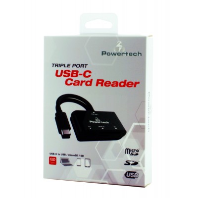 PT Card Reader USB Type-C, SD, Micro SD, USB, Black PT Card Reader USB Type-C, SD, Micro SD, USB, Black