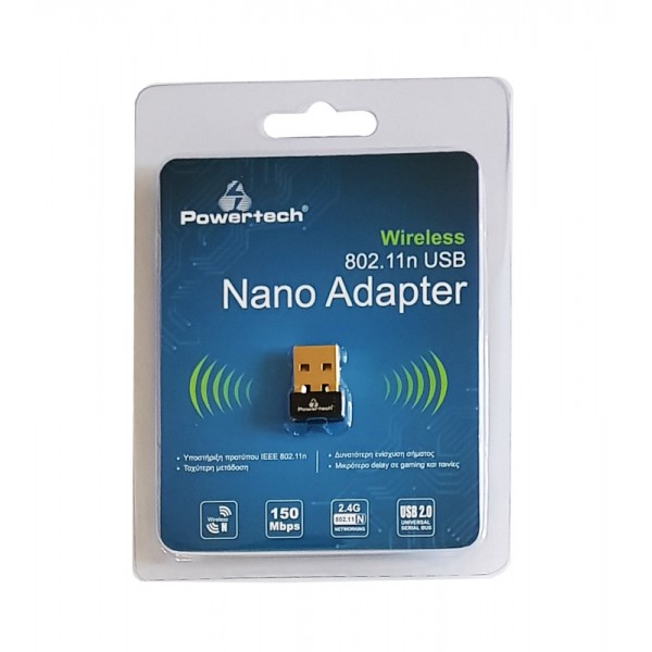 POWERTECH Wireless USB nano adapter, 150Mbps, 2.4GHz, MT7601