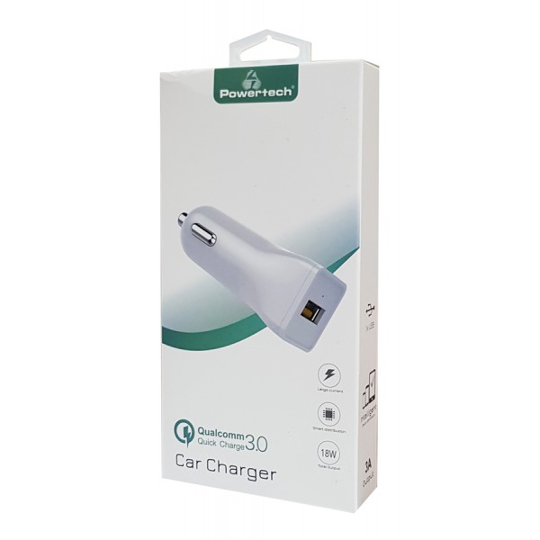 POWERTECH Φορτιστής Αυτοκινήτου PT-711, 1x USB, 18W, 3A, λευκό POWERTECH Φορτιστής Αυτοκινήτου PT-711, 1x USB, 18W, 3A, λευκό