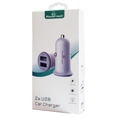 POWERTECH Φορτιστής Αυτοκινήτου PT-714, 2x USB, 3.4A, λευκό