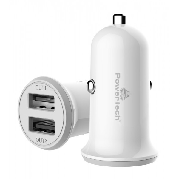 POWERTECH Φορτιστής Αυτοκινήτου PT-714, 2x USB, 3.4A, λευκό POWERTECH Φορτιστής Αυτοκινήτου PT-714, 2x USB, 3.4A, λευκό