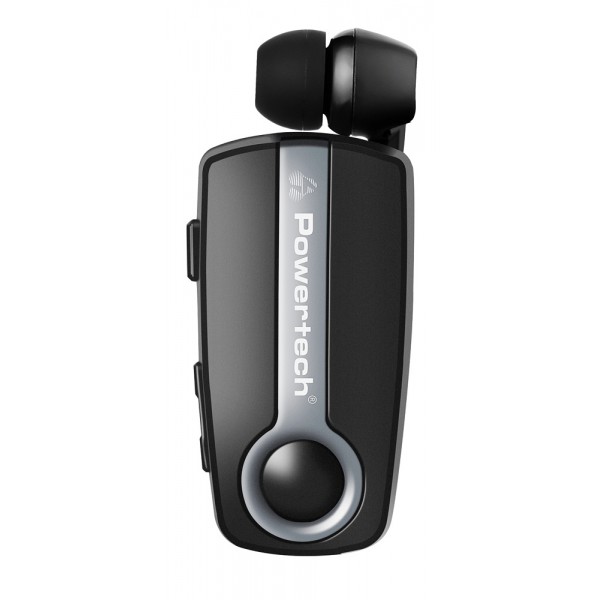 POWERTECH Bluetooth headset Klipp PT-733, multipoint, BT V4.1, ασημί